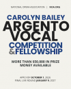 2027 National Opera Association's Carolyn Bailey Argento Vocal Competition and Fellowship for Vocal Performance: apply by October 1!