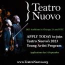 Teatro Nuovo's 2023 Young Artist Program: Deadline 9/14!