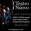 Teatro Nuovo's 2023 Young Artist Program: ONE WEEK LEFT to apply!